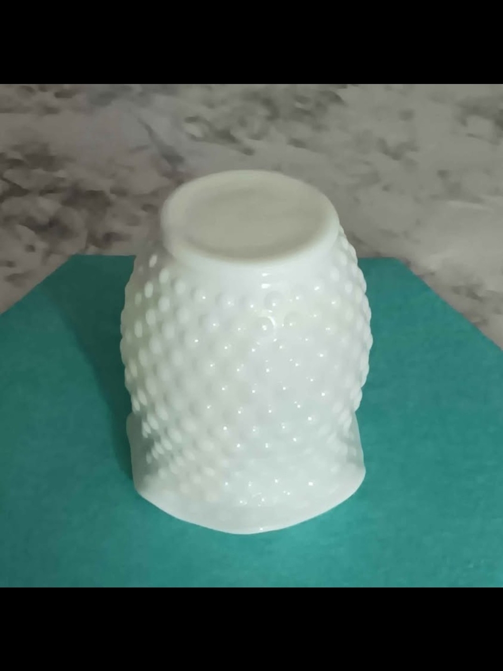 Vintage White Hobnail Milk Glass Ruffled Vase - Picture 7 of 9